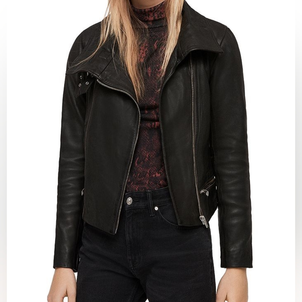 ALLSAINTS BALES LEATHER BIKER JACKET WL116E